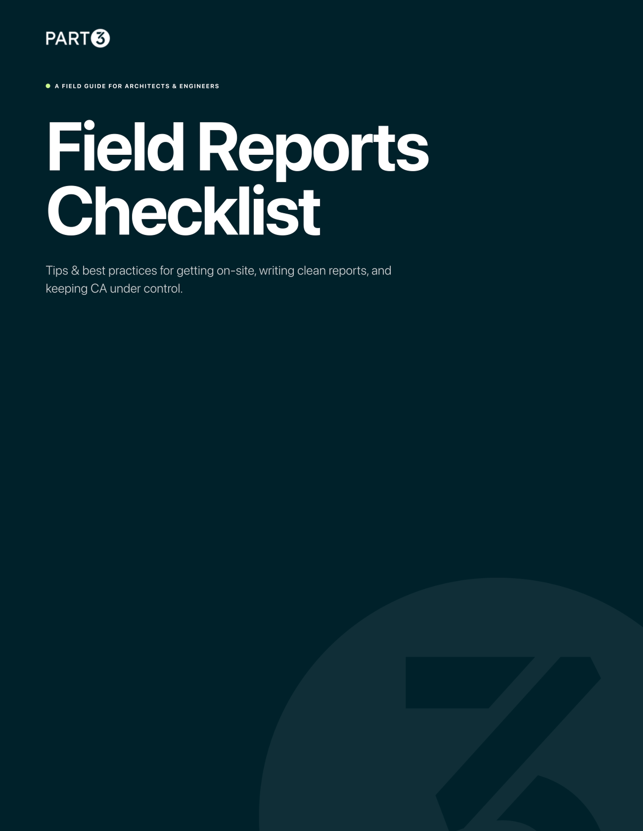 Field Reports Checklist